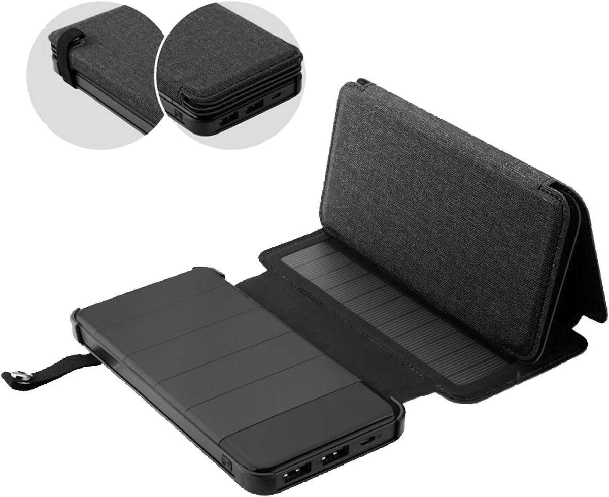 ES8000B Solar Panel 6 W 8000 mAh USB Output 2 x 5 V 2 A Splash Proof Black
