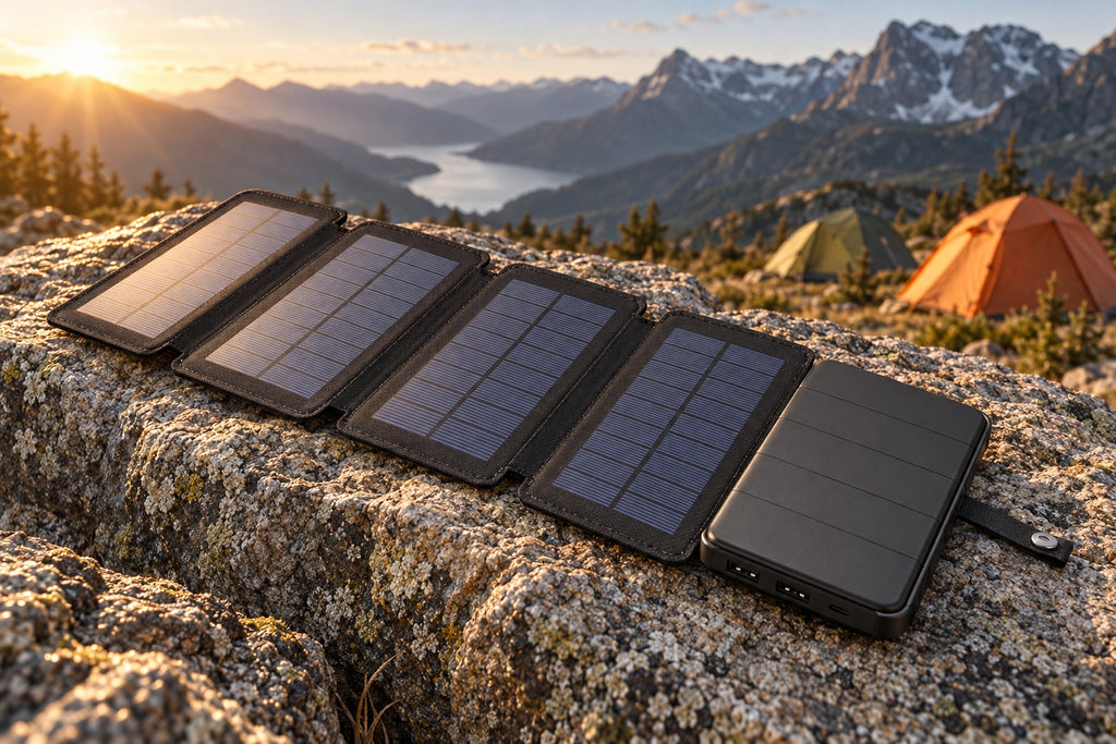 Batería externa solar PowerBank 8000 mAh con panel solar y 2 puertos USB